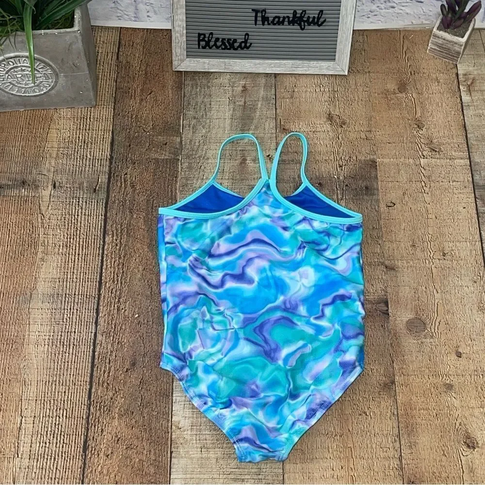 Hurley Girls Youth One-Piece Water Color Swimsuit UPF 50+ 5/6.
